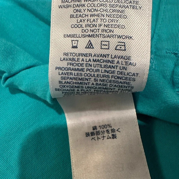 Lands End Women' Cotton Jersey Tunic Dress Cover-up Capri Aqua Embroidery‎ - Picture 9 of 9